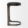 Tyson 17L x 18W x 28H Black Leather W/Gun Metal Gray Metal Base Stool