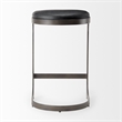 Tyson 17L x 18W x 28H Black Leather W/Gun Metal Gray Metal Base Stool