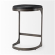 Tyson 17L x 18W x 28H Black Leather W/Gun Metal Gray Metal Base Stool