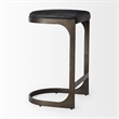 Tyson 17L x 18W x 28H Black Leather W/Gun Metal Gray Metal Base Stool