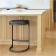 Tyson 17L x 18W x 28H Black Leather W/Gun Metal Gray Metal Base Stool