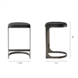 Tyson 17L x 18W x 28H Black Leather W/Gun Metal Gray Metal Base Stool