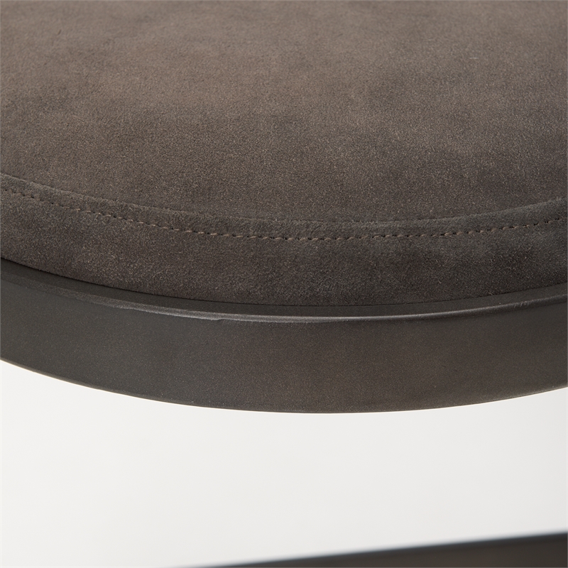 Tyson 17L x 18W x 28H Dark Brown Leather W/Gun Metal Gray Base Stool
