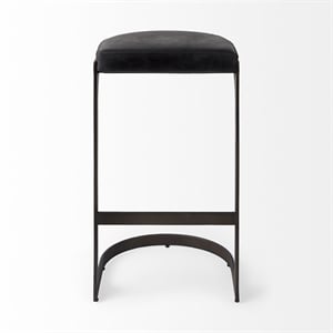 Tyson 17L x 18W x 31H Black Leather W/Gunmetal Gray Base Stool