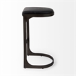 Tyson 17L x 18W x 31H Black Leather W/Gunmetal Gray Base Stool