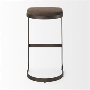 Tyson 17L x 18W x 31H Dark Brown Leather W/Gunmetal Base Stool