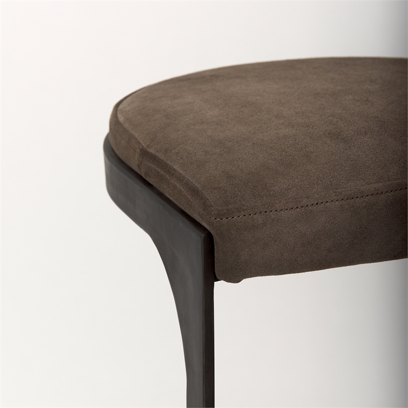 Tyson 17L x 18W x 31H Dark Brown Leather W/Gunmetal Base Stool