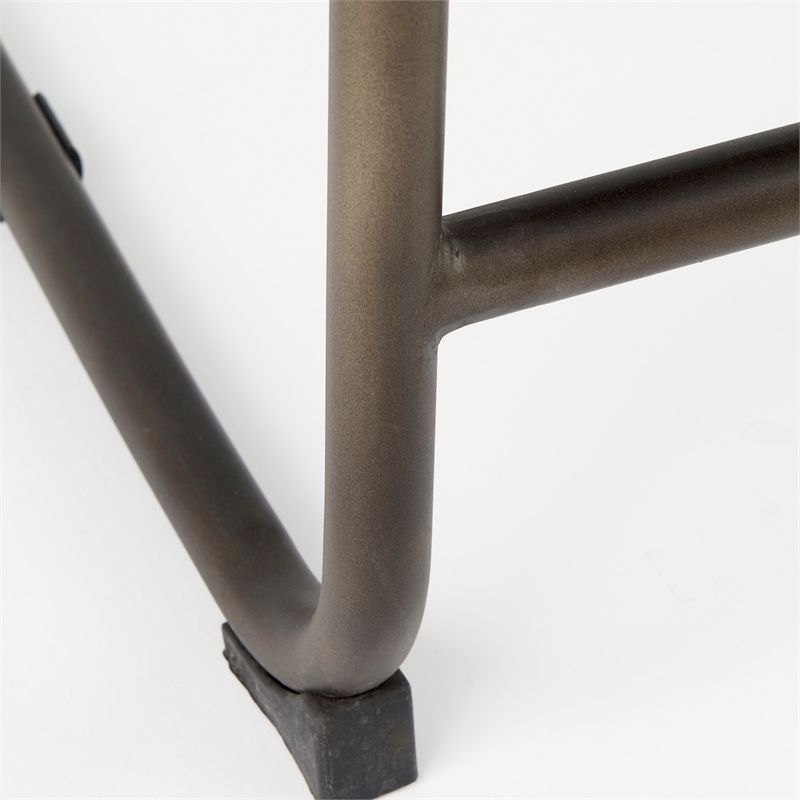 Berbick 21L x 25W x 38H Black Leather W/Gunmetal Gray Frame Stool