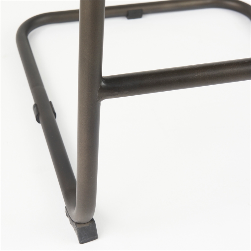 Berbick 21L x 25W x 42H Black Leather W/Gun Metal Gray Frame  Stool