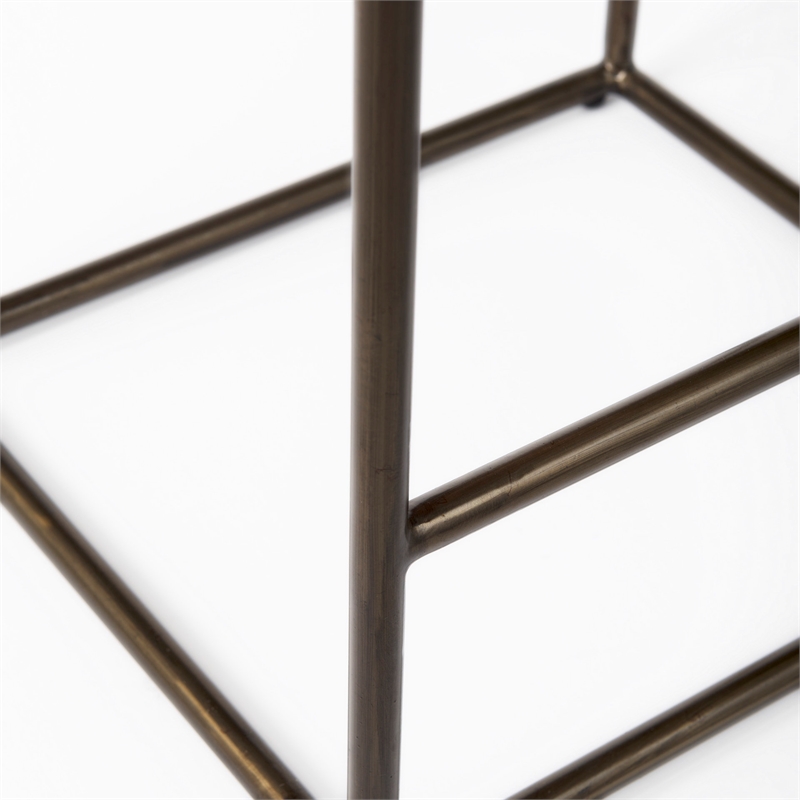 Clarissa 18.0L x 16.0W x 26.0H Black Woven Leather W/Metal Frame Stool