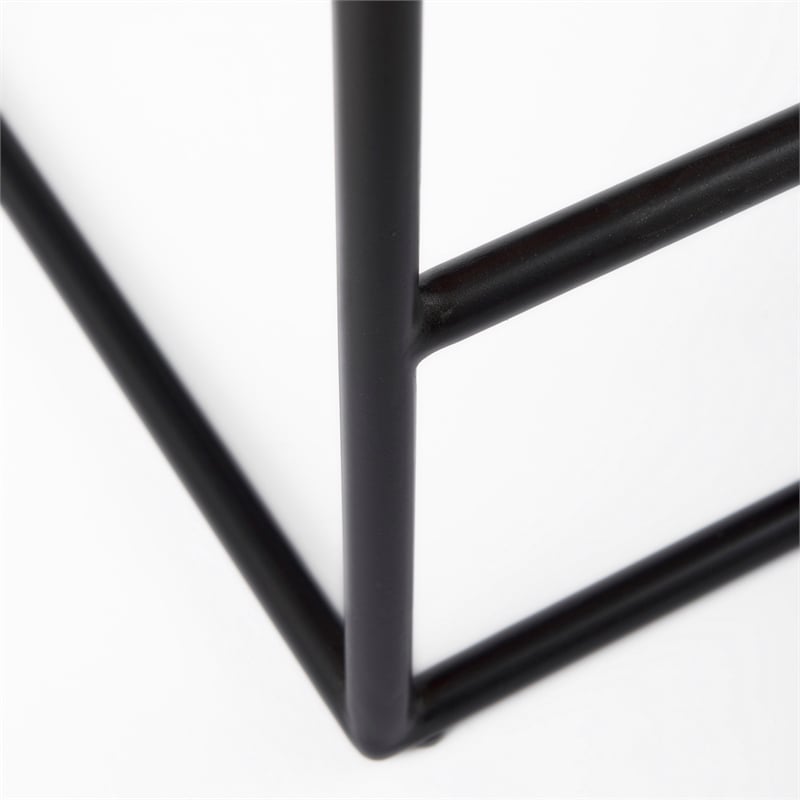 Clarissa 18.0L x 16.0W x 26.0H Dark Brown Woven Leather W/Black Iron Frame Stool