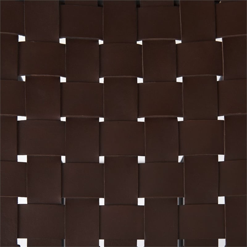 Clarissa 18.0L x 16.0W x 30.0H Dark Brown Woven Leather W/Black Iron Frame Stool