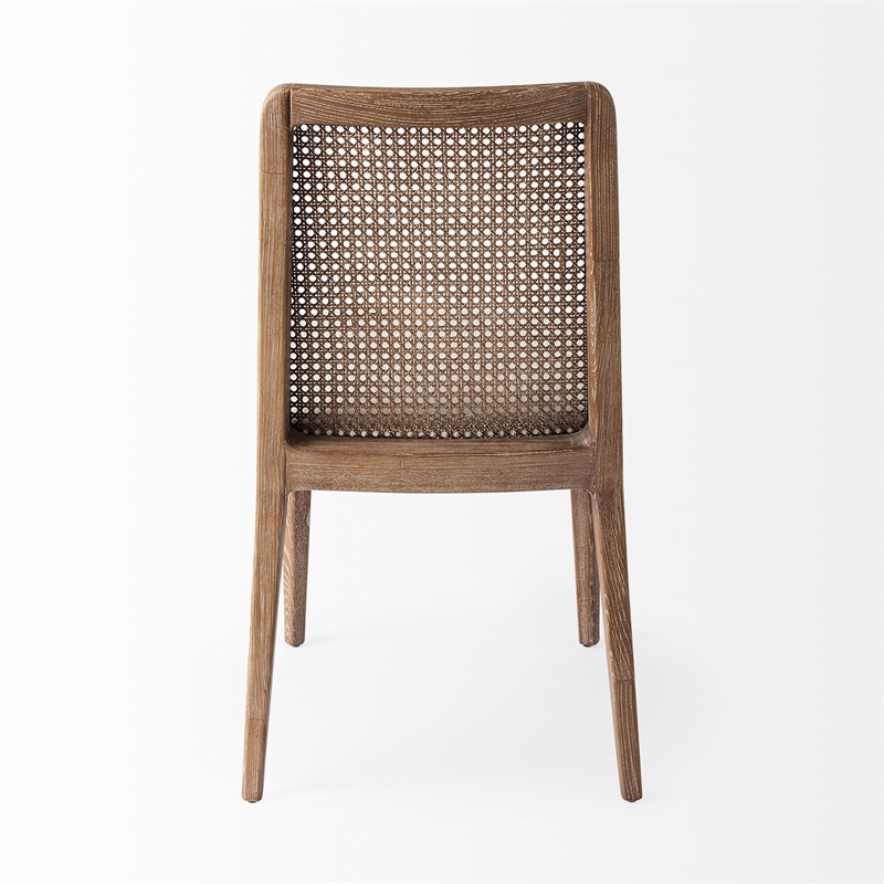 Mercana Clara Brown Wood W/ Cream Fabric Seat Armless Dining Chair