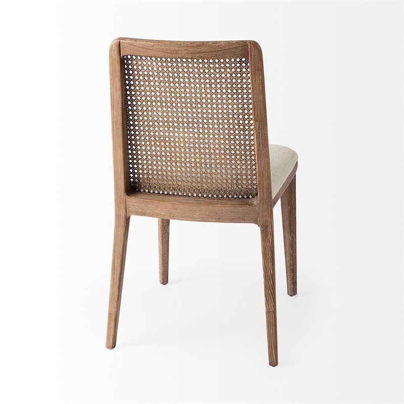 Mercana Clara Brown Wood W/ Cream Fabric Seat Armless Dining Chair