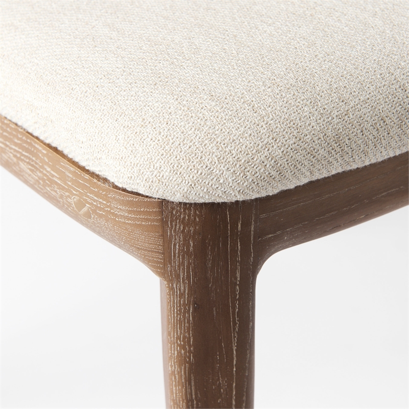 Mercana Clara Brown Wood W/ Cream Fabric Seat Armless Dining Chair