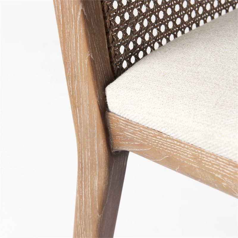 Mercana Clara Brown Wood W/ Cream Fabric Seat Armless Dining Chair