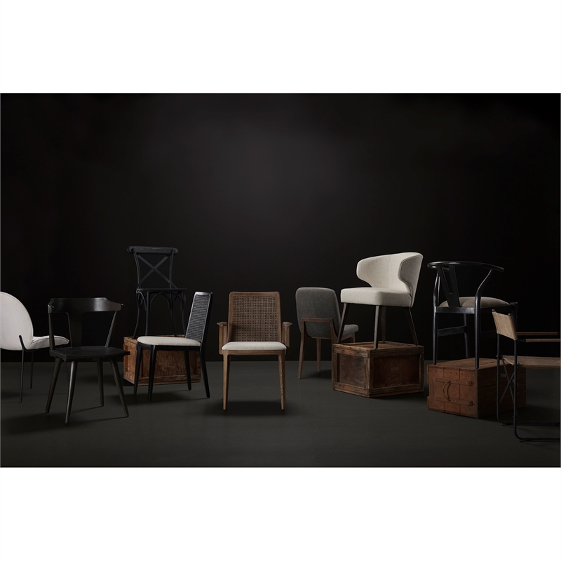 Mercana Clara Black Wood with Cream Fabric Armless Dining Chair (Set of 2)