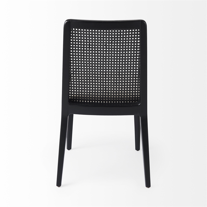 Mercana Clara Black Wood with Cream Fabric Armless Dining Chair (Set of 2)