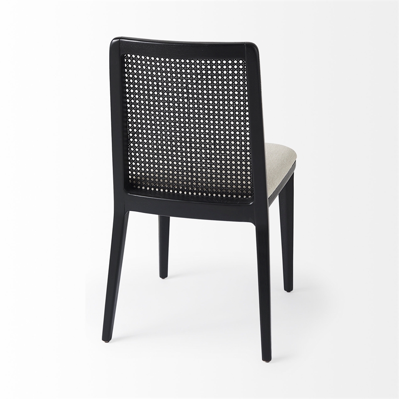 Mercana Clara Black Wood with Cream Fabric Armless Dining Chair (Set of 2)