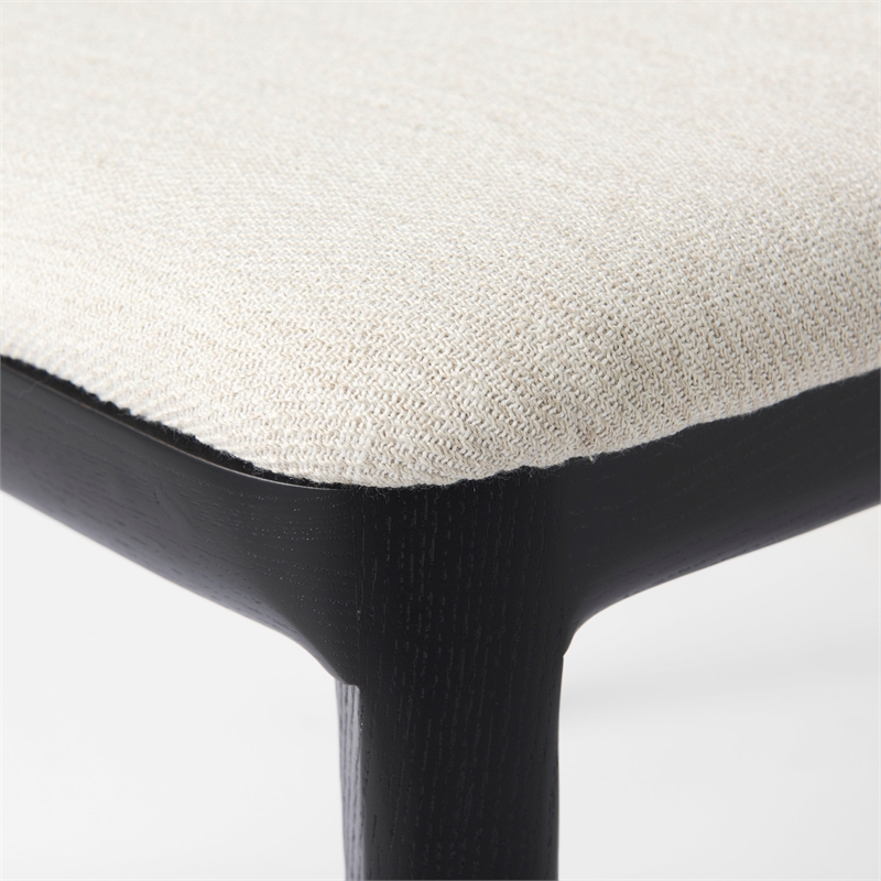 Mercana Clara Black Wood with Cream Fabric Armless Dining Chair (Set of 2)