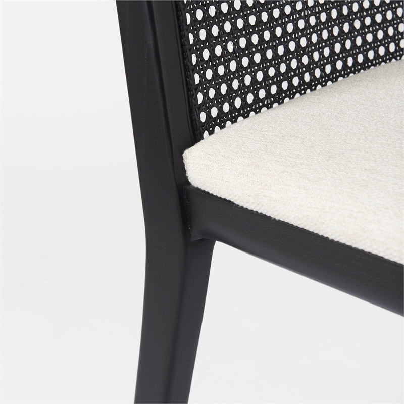 Mercana Clara Black Wood with Cream Fabric Armless Dining Chair (Set of 2)