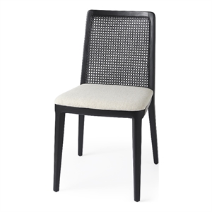 Mercana Clara Black Wood with Cream Fabric Armless Dining Chair (Set of 2)