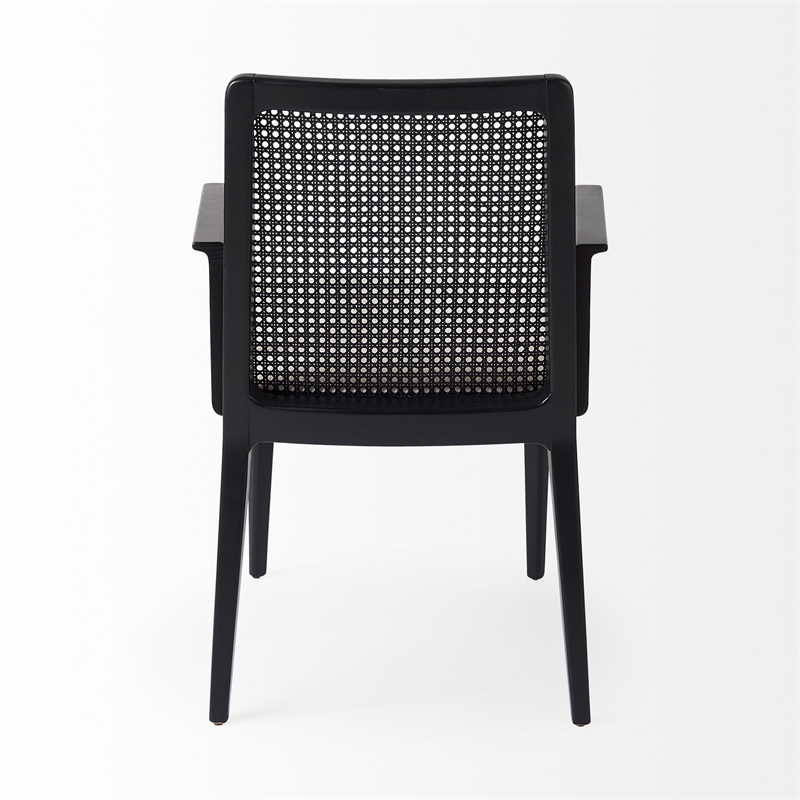 Mercana Clara Black Wood W/ Cream Fabric Seat Dining Chair