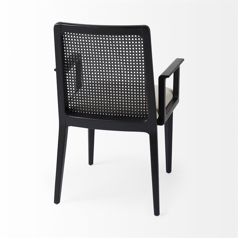 Mercana Clara Black Wood W/ Cream Fabric Seat Dining Chair