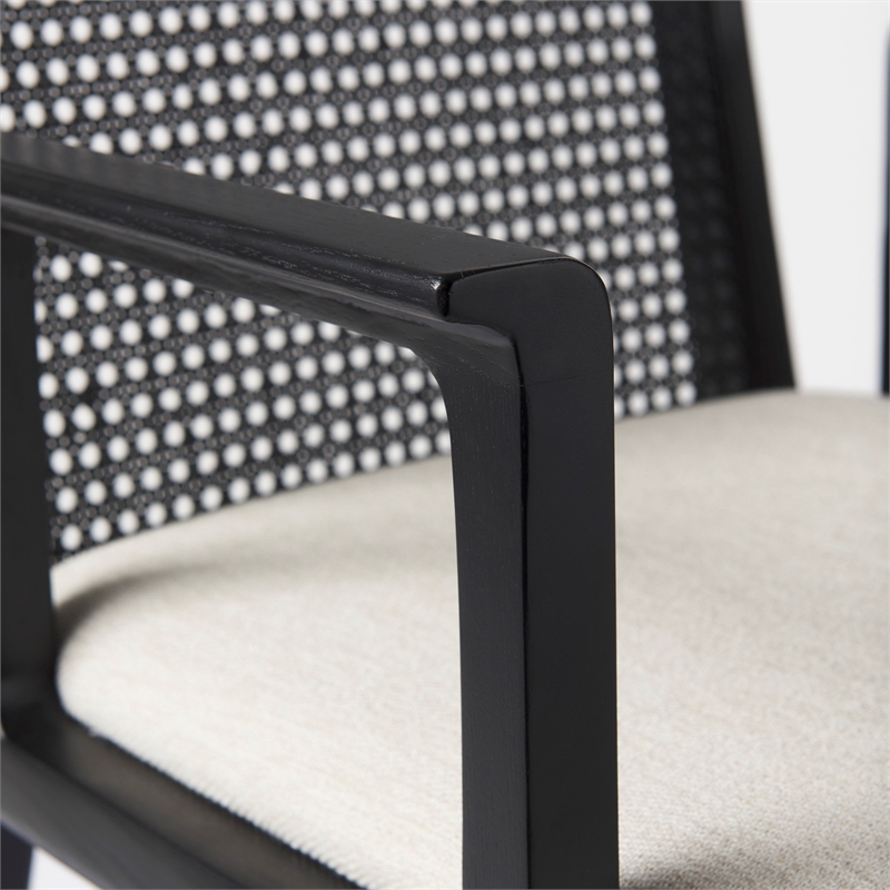Mercana Clara Black Wood W/ Cream Fabric Seat Dining Chair