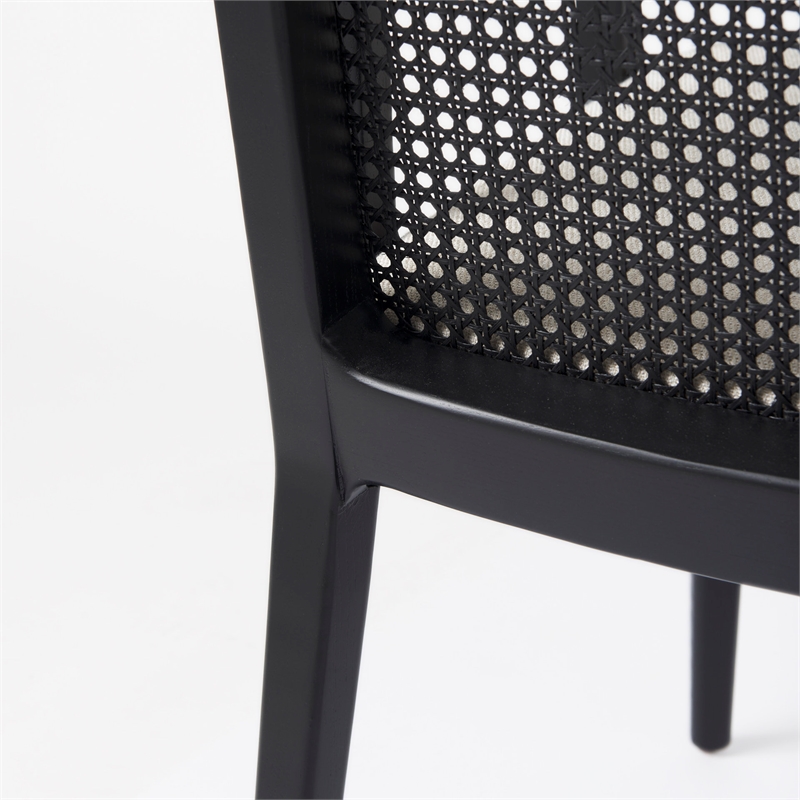 Mercana Clara Black Wood W/ Cream Fabric Seat Dining Chair
