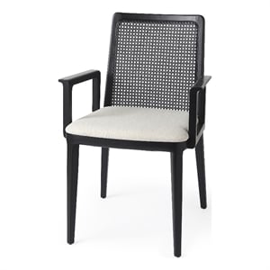 Mercana Clara Black Wood W/ Cream Fabric Seat Dining Chair