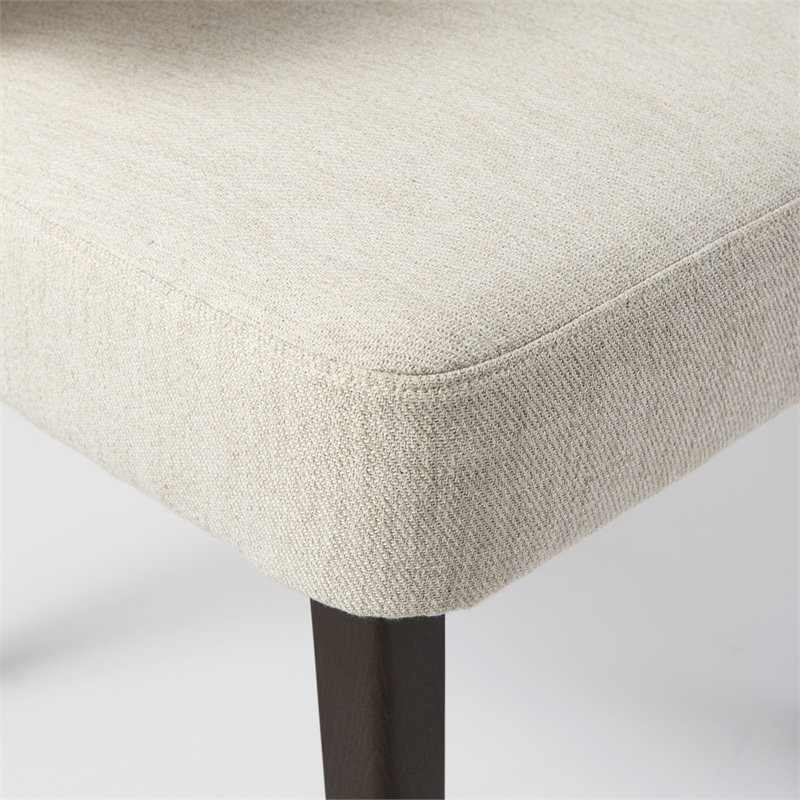 Mercana Niles Cream Fabric Seat W/Brown Wood Legs Dining Chair