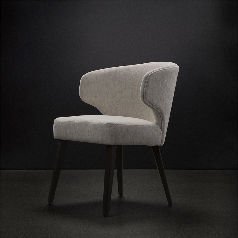 Mercana Niles Cream Fabric Seat W/Brown Wood Legs Dining Chair