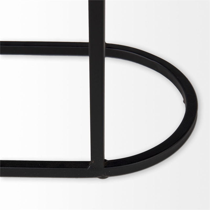 Celine 24.2 L x 12.6 W x 22.4 H Black/Silver Metal and Glass Accent Tables