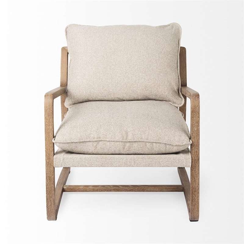 Mercana Brayden Light Brown Wood W/ Beige Fabric Seat Accent Chair