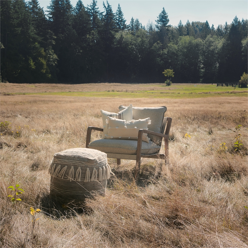 Mercana Brayden Light Brown Wood W/ Beige Fabric Seat Accent Chair