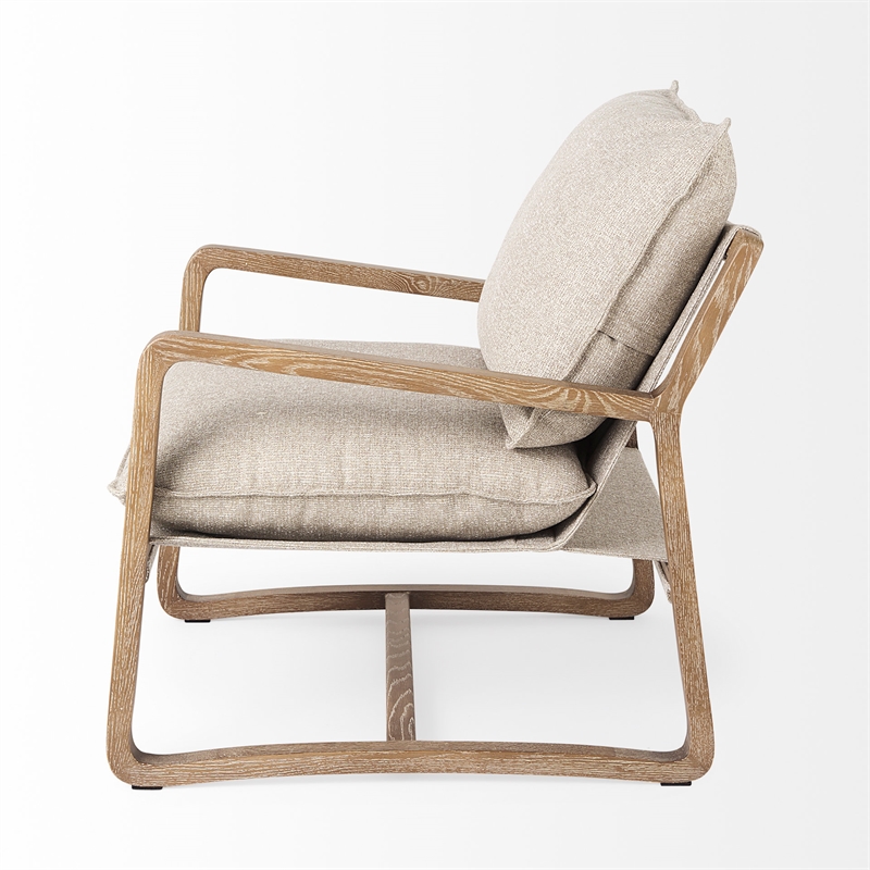 Mercana Brayden Light Brown Wood W/ Beige Fabric Seat Accent Chair