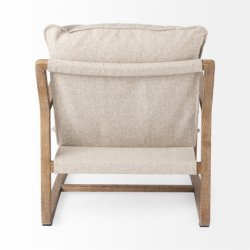 Mercana Brayden Light Brown Wood W/ Beige Fabric Seat Accent Chair