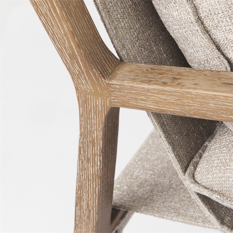 Mercana Brayden Light Brown Wood W/ Beige Fabric Seat Accent Chair