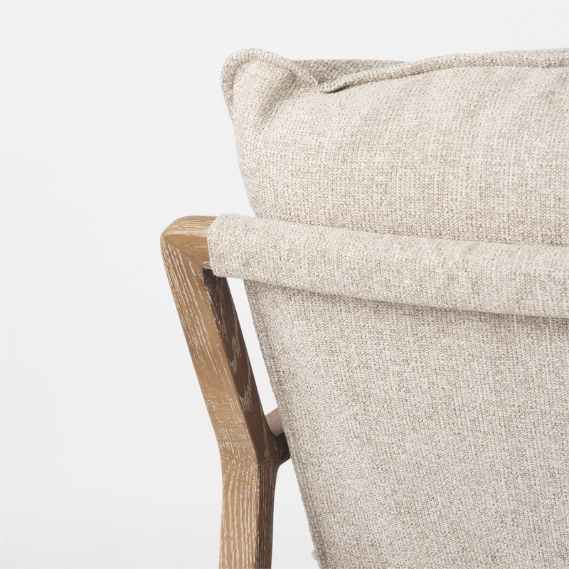 Mercana Brayden Light Brown Wood W/ Beige Fabric Seat Accent Chair