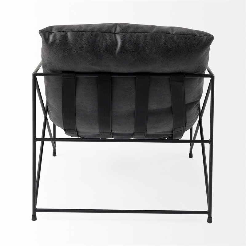 Mercana Leonidas Black Faux Leather Wrap Seat W/ Black Metal Frame Accent Chair
