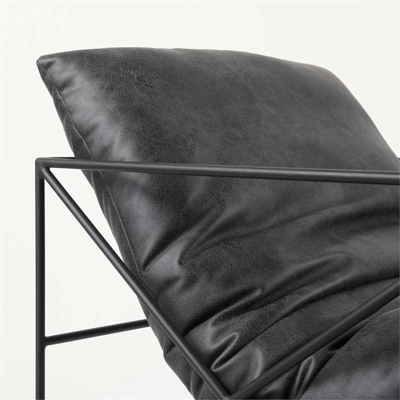 Mercana Leonidas Black Faux Leather Wrap Seat W/ Black Metal Frame Accent Chair
