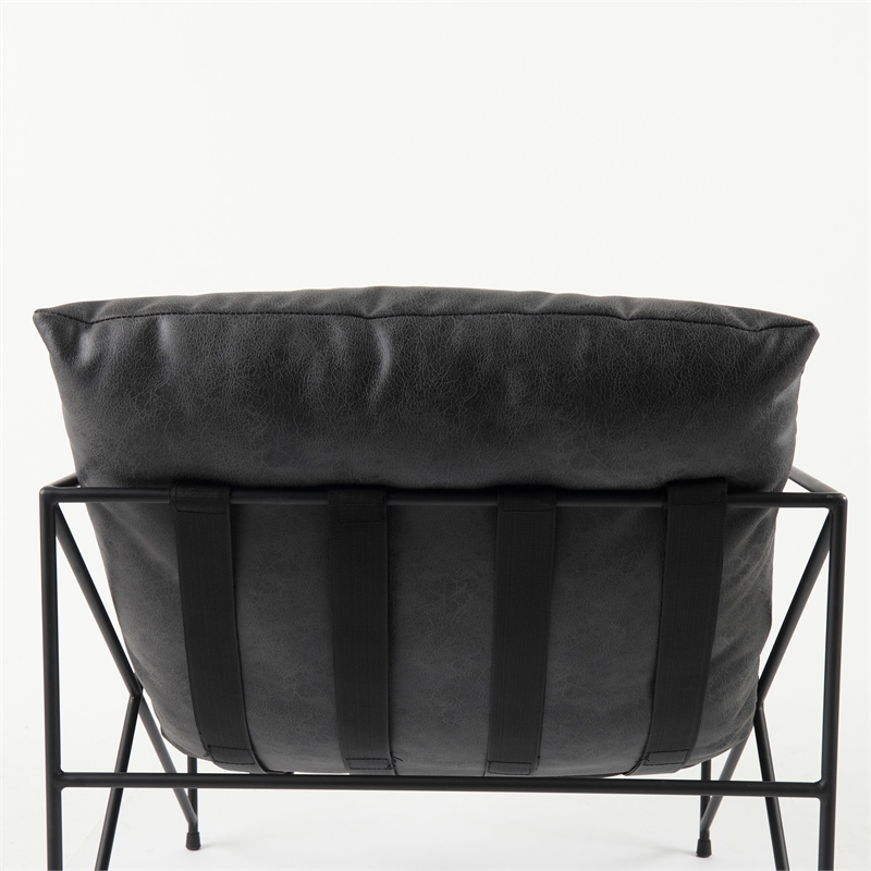 Mercana Leonidas Black Faux Leather Wrap Seat W/ Black Metal Frame Accent Chair