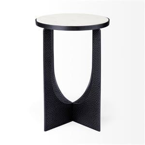 Mercana Preston White Marble Top W/Silver Metal End/Side Table
