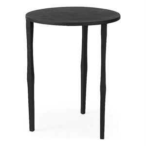 Mercana Furniture and Decor Timothy Solid Iron Round Accent Table in Ebony Black