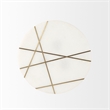 Vivienne White Marble Antique Gold Metal Round Top Small Side Table