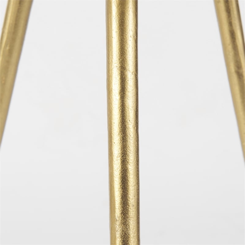 Vivienne White Marble Antique Gold Metal Round Top Small Side Table