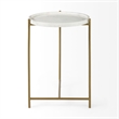 Mercana Stella 17L x 17W White Round Marble Top W/Gold Base Accent Table