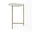 Mercana Stella 17L x 17W White Round Marble Top W/Gold Base Accent Table