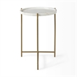 Mercana Stella 17L x 17W White Round Marble Top W/Gold Base Accent Table